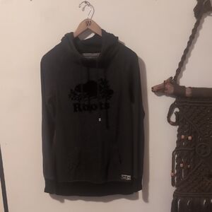 Roots Dark Gray Salt And Pepper 100 Year Anniversary Cowl Neck Pullover Hoodie